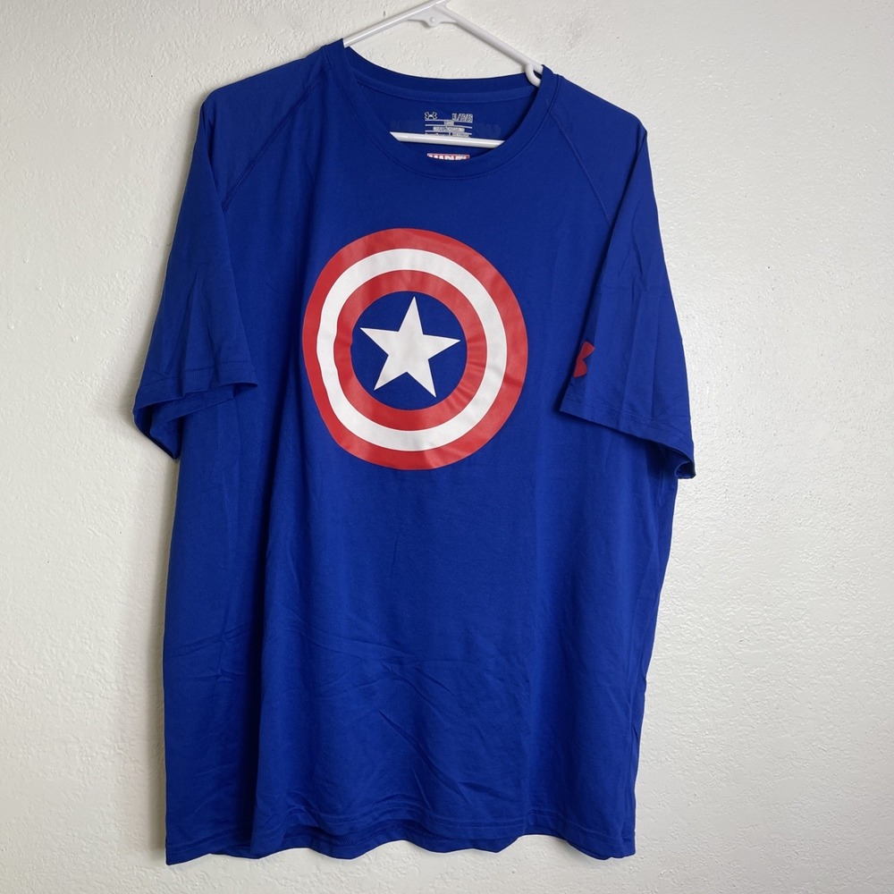 Under Armour Marvel Captain America Shield HeatGear Compression Shirt Mens XL